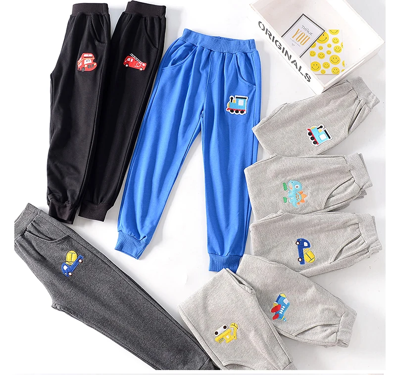 BAILIWEINI/осенние хлопковые махровые разноцветные спортивные штаны для мальчиков и девочек детские повседневные штаны с вышивкой