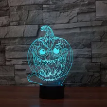 Творческий Хэллоуин смешно тыквы ночник моделирование специфический 3D светодиодные лампы украшения акрил атмосфера сенсорный Лампы для мотоциклов Освещение