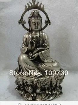 

bir 00916 bronze silver plating tibet buddhism RUYI kwan-yin Guan Yin statue