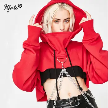 

Hot Cotton Women's Solid O Neck Short Pullover Crop Tops Long Sleeve Hoodie Sweatshirt Solid Jumper