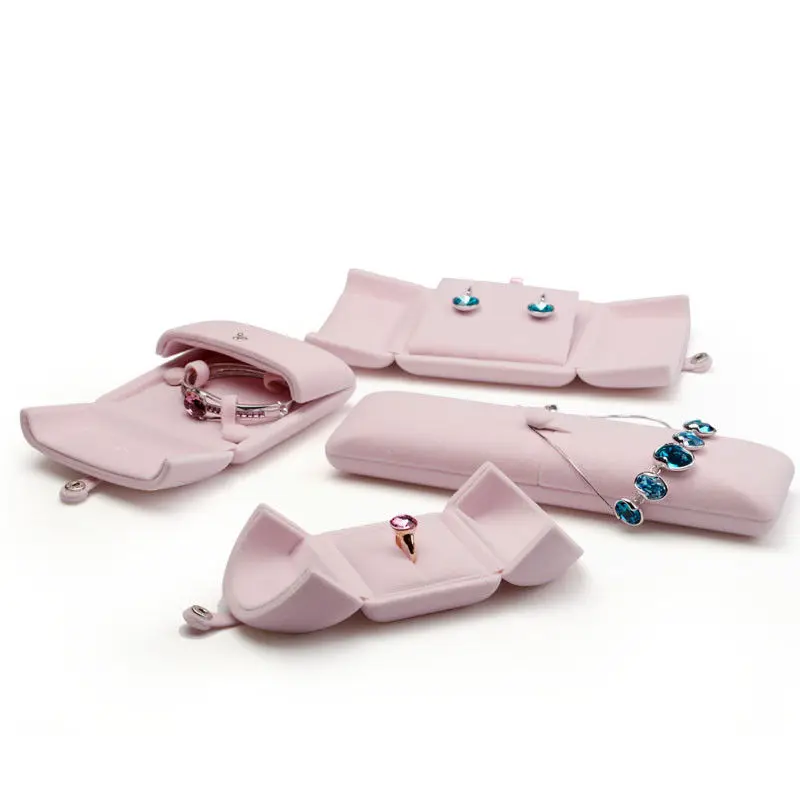 Oirlv Pink Velvet Jewelry Box Necklace Ring Bangle Buckle Box Display Storage Wedding Bride for Trad Showcase (6)