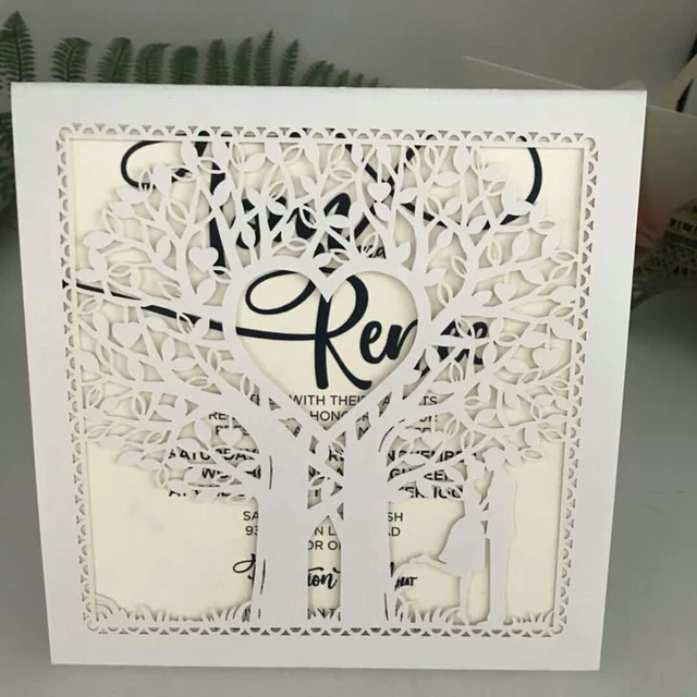 sweet love tree laser cut wedding invitations card kit 2019 shimmy