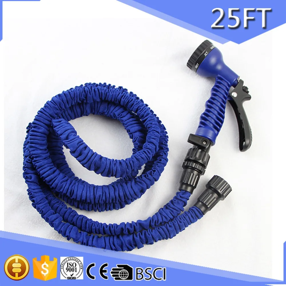 25FT Expandable Garden Hose Water Hose 7 Position Spray Nozzle 3/4 Inch