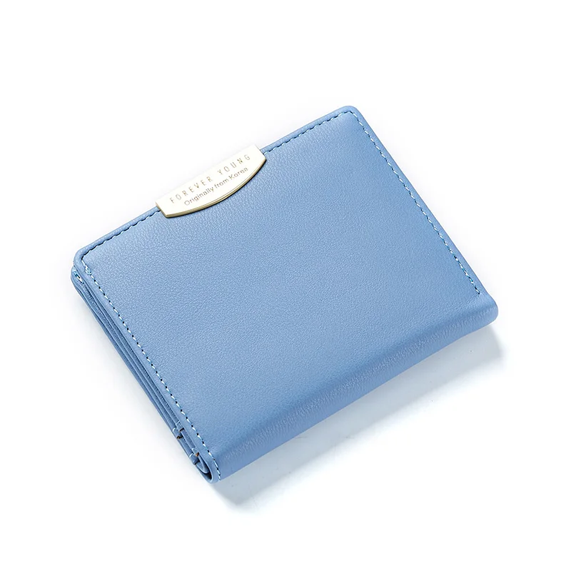 WEICHEN женский маленький кошелек и кошельки, однотонные простые женские короткие кошельки, женские кошельки для девушек, кошельки для монет, сумка для кредитных карт Carteira Carteras - Цвет: Blue