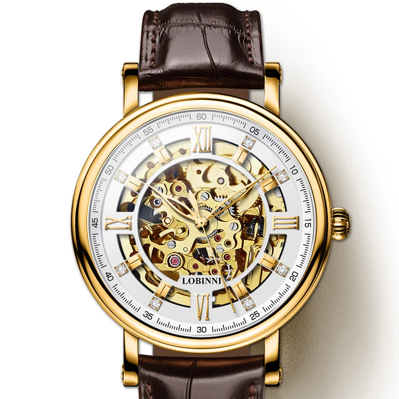 

Japan Miyota Movement Watch Men LOBINNI Automatic Mechanical Men Watches Luxury Brand Tourbillon Skeleton reloj hombre L9010