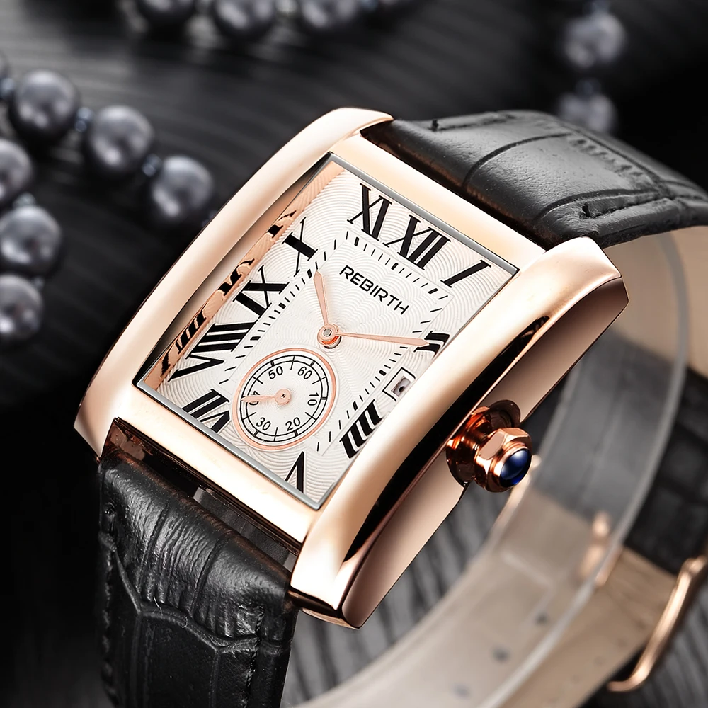 

montre femme REBIRTH New Creative Vintage Women Watches Ladies Casual Leather Quartz Watch Women Clock reloj mujer Wrist watch