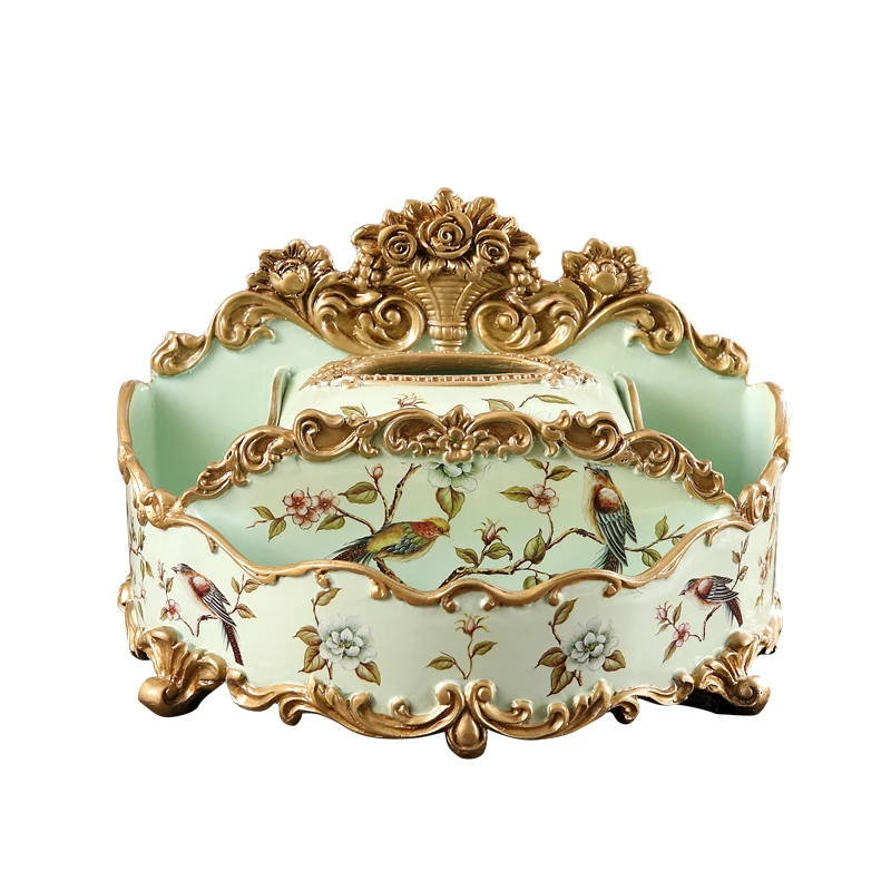 

Resin European multi-function creative retro tissue box living room mobile phone remote control tissue storage box