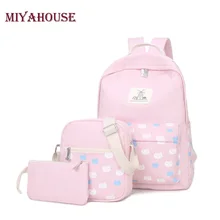 Miyahouse 3 шт./компл. кошка печати рюкзаки для девочек-подростков сумка женщины рюкзак холст школьные сумки мода рюкзак