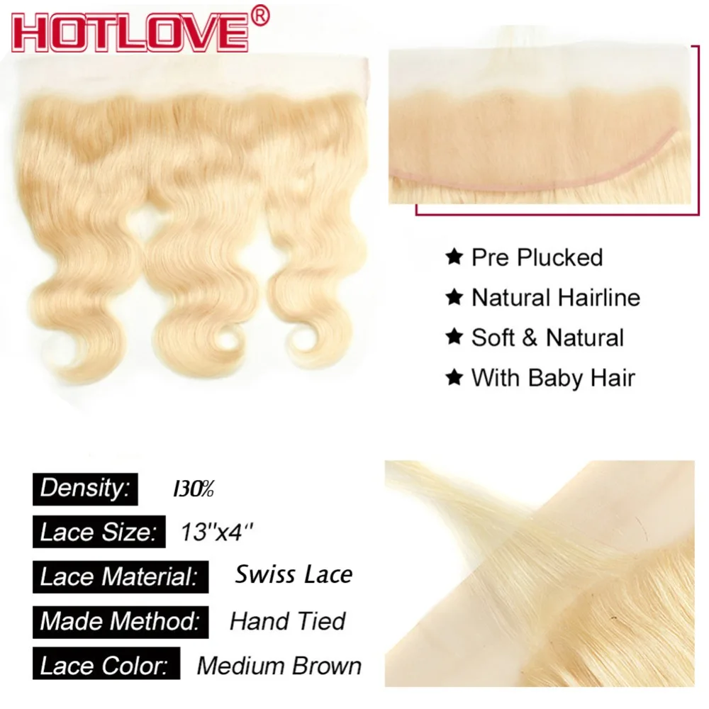 613 Blonde Bundles With Frontal Brazilian Body Wave Bundle With Frontal Remy Blonde Human Hair Lace Frontal Closure With Bundle