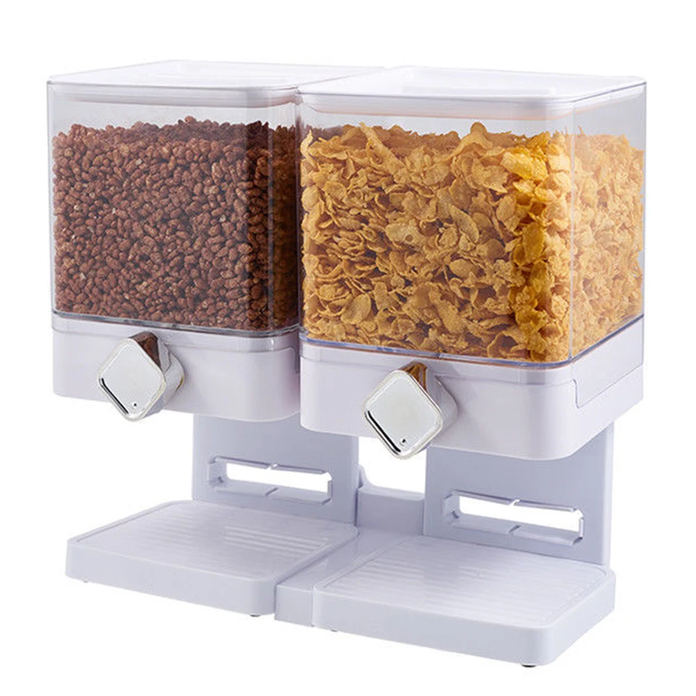 

Snack Dry Food Multifunctional Household Kitchen Fresh Home Shatterproof Space Saving Double Storage Container Cereal Dispenser