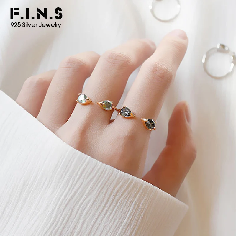 

F.I.N.S 925 Sterling Silver Rings for Women Wedding Rings With Crystal Double CZ Adjustable Ring Open Midi Toe Engagement Rings