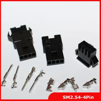 

Free Shipping 100 Sets JST 2.54mm SM 4 Pin 4 Way Multipole Connector plug With ternimal male and female