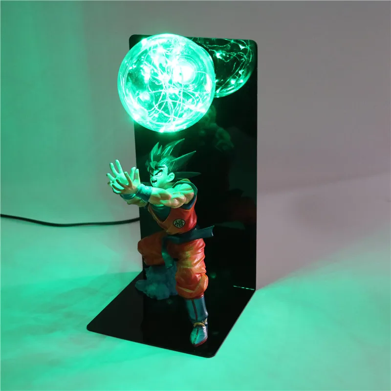 Dragon Ball Z экшен-фигурка Гоку лампа DIY аниме модель настольная лампа Детские куклы светодиодный ночник для детей Дети светильники в виде игрушек - Испускаемый цвет: Зеленый