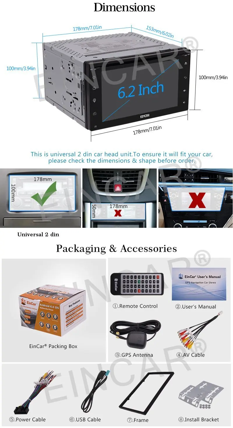 Cheap Android 6.0 Double two 2Din Car DVD gps Player GPS Car Stereo Navigation Vehicle Auto Radio Support WiFi Mirror Link OBD2+Camera 5