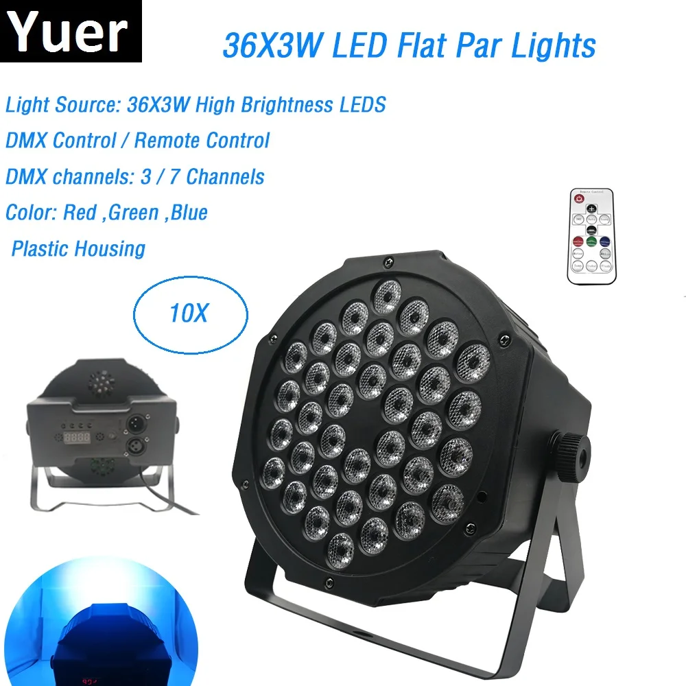 10XLot Free Shipping 36LEDS LED Stage Lights RGB Colors DMX Par Disco For Wedding Party | Лампы и освещение