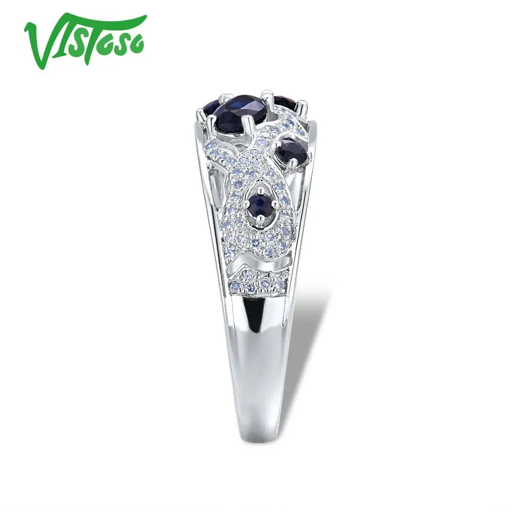 VISTOSO подлинное 14 K 585 Белое золото Необычные синий сапфир Блестящий Бриллиант