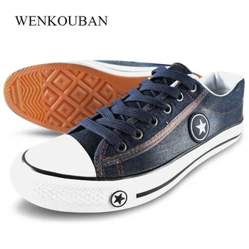 

Men Casual Shoes Denim Canvas Sneakers Summer Fashion Male Trainers Breathable Lace Up Flats Vulcanized Shoes Chaussure hommes