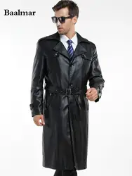Бесплатная доставка лидер продаж; Новинка стилей Для мужчин; длинное пальто Мода Досуг Кожаные куртки Для мужчин Натуральная кожа куртка