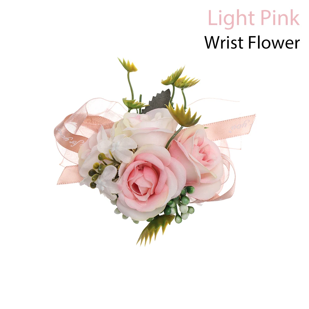 Wrist Light Pink Новые Красивые свадебные корсажи и брошь-бутоньерка, кружевные листья, корсажи на запястье, свадебные цветы, Свадебная вечеринка - Цвет: Wrist Light Pink