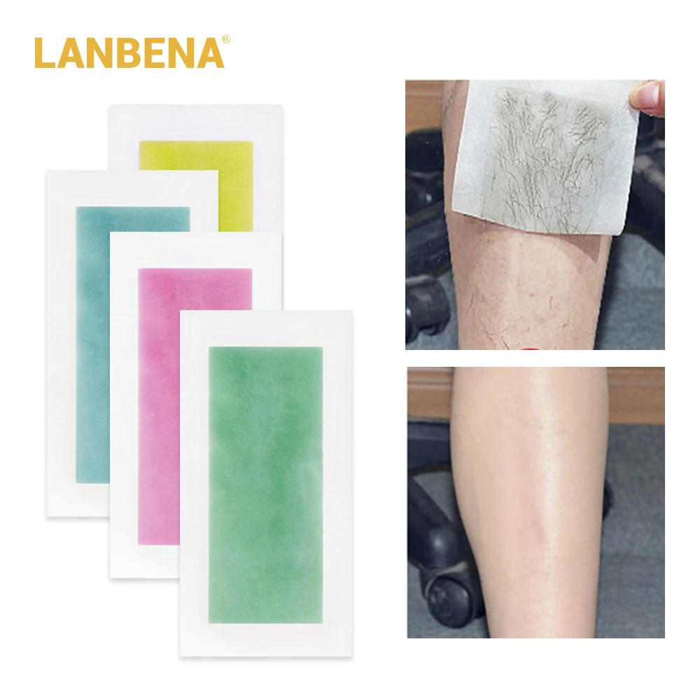 LANBENA, 10 пар, восковые полоски для удаления волос, бумага, натуральный пчелиный воск, двусторонняя депиляция, шелковистая, для всего тела, инструмент для красоты
