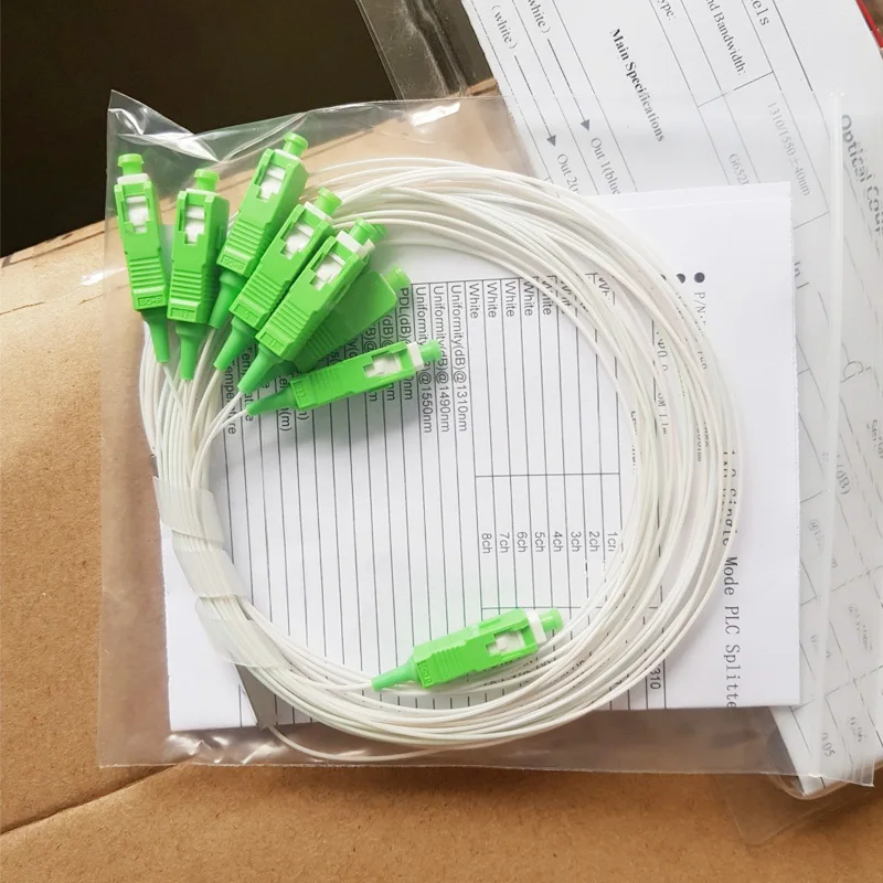 

10pcs/lot Fiber Optic Splitter 1x4 PLC splitter,SC/APC single model 1 : 4 SC APC Mini steel tube type Fiber Optic PLC Splitter