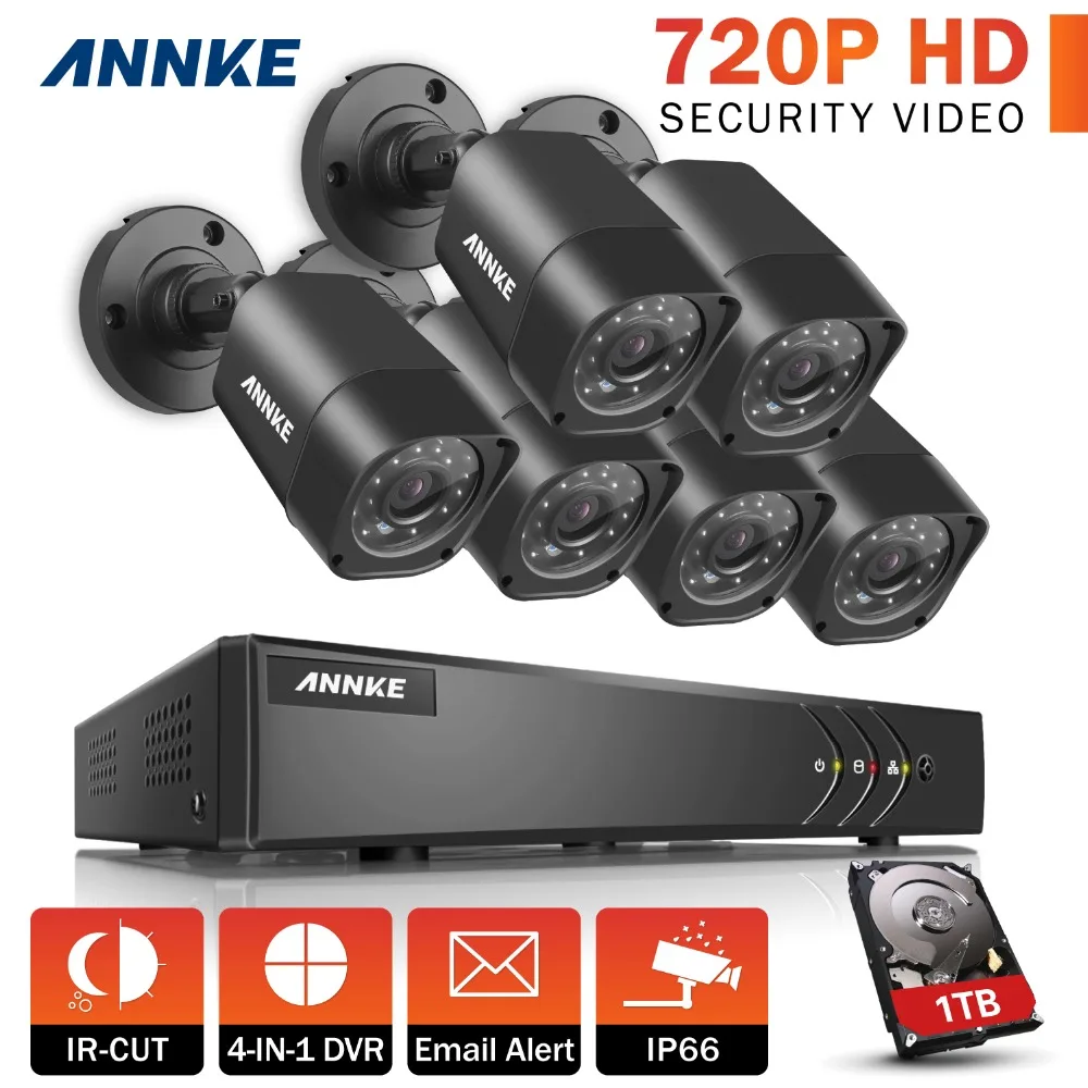 

ANNKE 8CH 1080N TVI P2P DVR 6x 1500TVL IR In/Outdoor Security Camera System 1TB