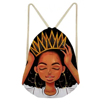 

THIKIN Women's Backpacks Black Art Afro Lady Girls Printing Girls Drawstring Bags Small School Backpack Rucksack for Women