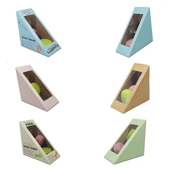 

DHL 300pcs/lot Cake Sandwich Packing Box 12*12*6.5cm Wedding Party Baking Food Packaging Paper Storage Boxes With Clear Window