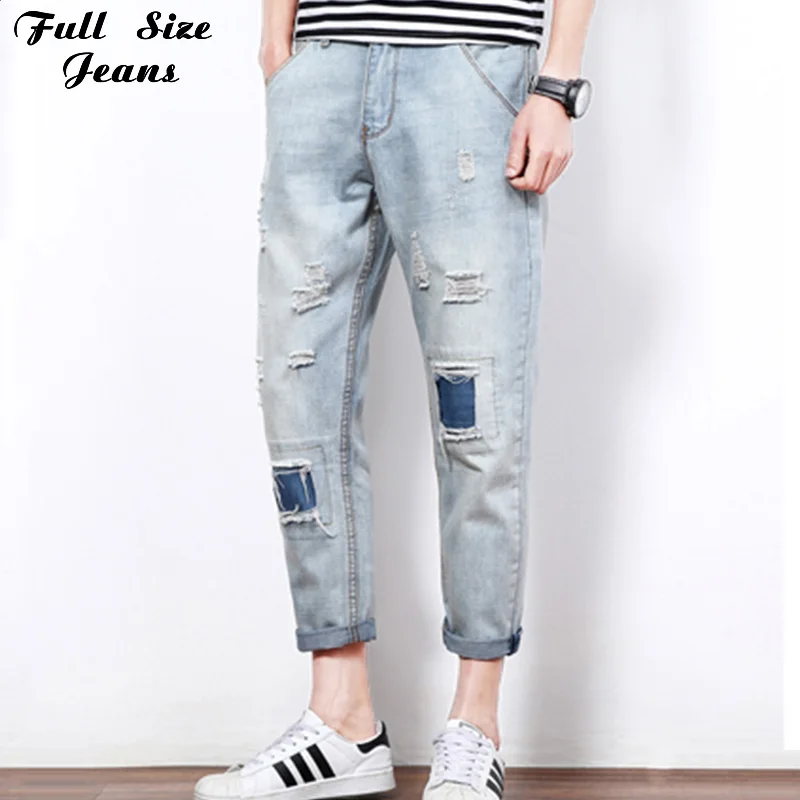Popular Distressed Capri Jeans-Buy Cheap Distressed Capri Jeans Plus Size Light Blue Ripped Capris Jean for Teenagers Large Size Capri Jeans Female 6xl 7xl - Popular Distressed Capri Jeans-Buy Cheap Distressed Capri Jeans