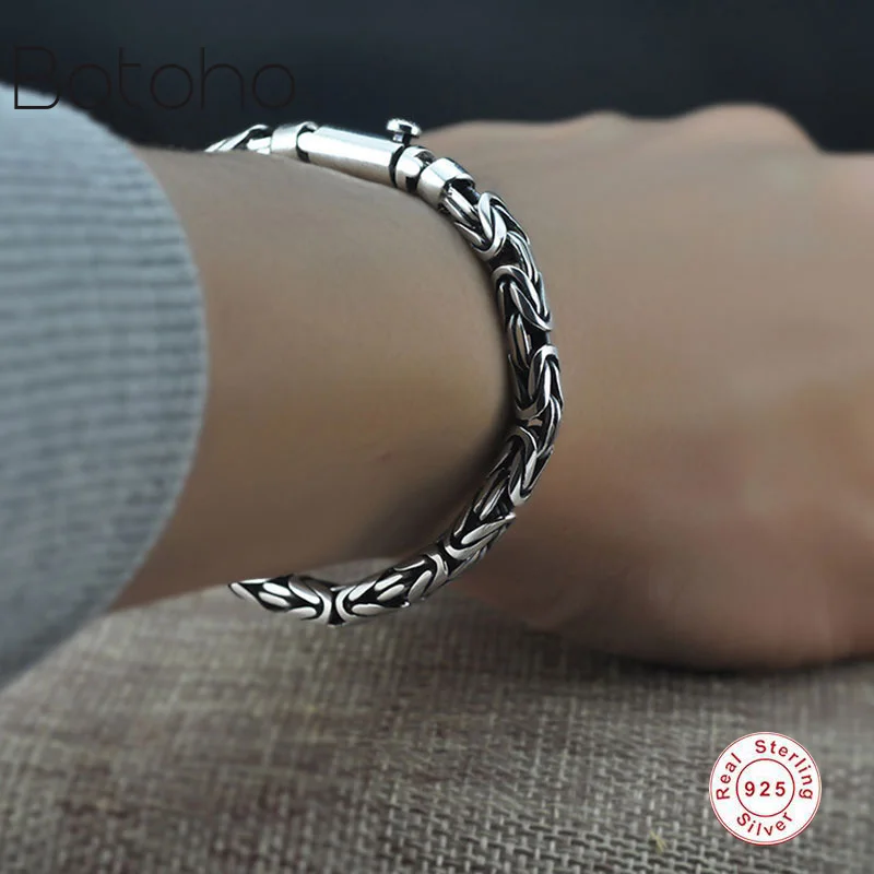 

925Sterling silver bracelet Men Pure 925 Sterling Silver Bracelet Classic Link Chain S925 Thai Silver Bracelet Women's Jewelry