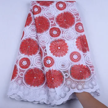 

Cotton Lace Fabric 2019 Embroidered Nigerian Stones Laces High Quality French Tulle Lace Fabric For Women Dress A1564