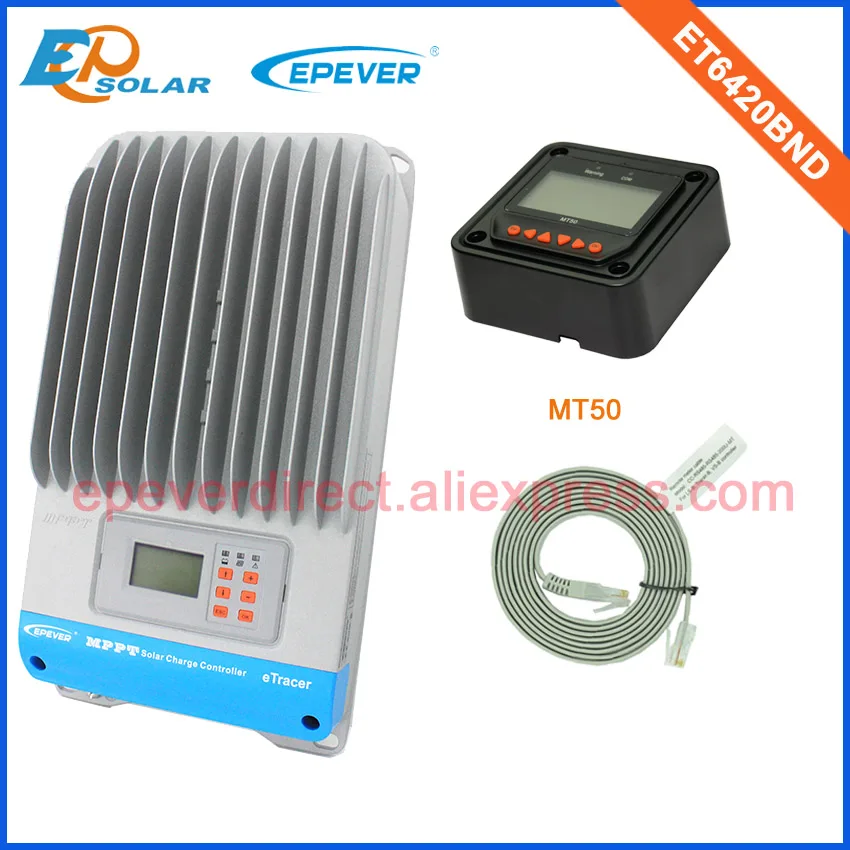 

MPPT 60A regulator solar panel controller ET6420BND with the black MT50 remote meter