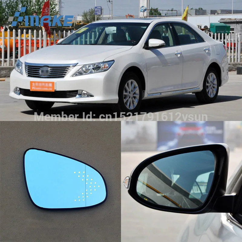 

2Pcs For Toyota Camry 7th Rearview Mirror Blue Glasses Wide Angle Led Turn Signals light Power Heating