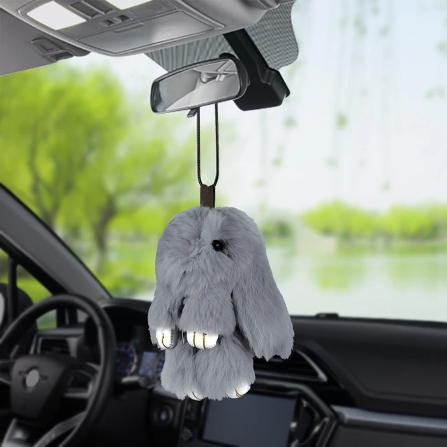 Car Pendant Cute Plush Rabbit Decoration Hanging Automotive Car Pendant Cute Plush Rabbit Decoration Hanging Automotive Ornaments Auto Rearview Mirror Fluffy Bunny Decor Accessories
