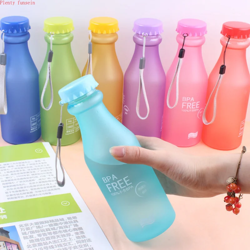 

Anti fall new cute Candy-colored fall-proof plastic soda bottle frosted sealed bottles creative summer portable water cup 500ml
