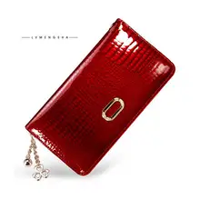 Long patent leather handbags crocodile grain, Women purse, leather wallet, high-end leather handbag, factory direct sale HA035
