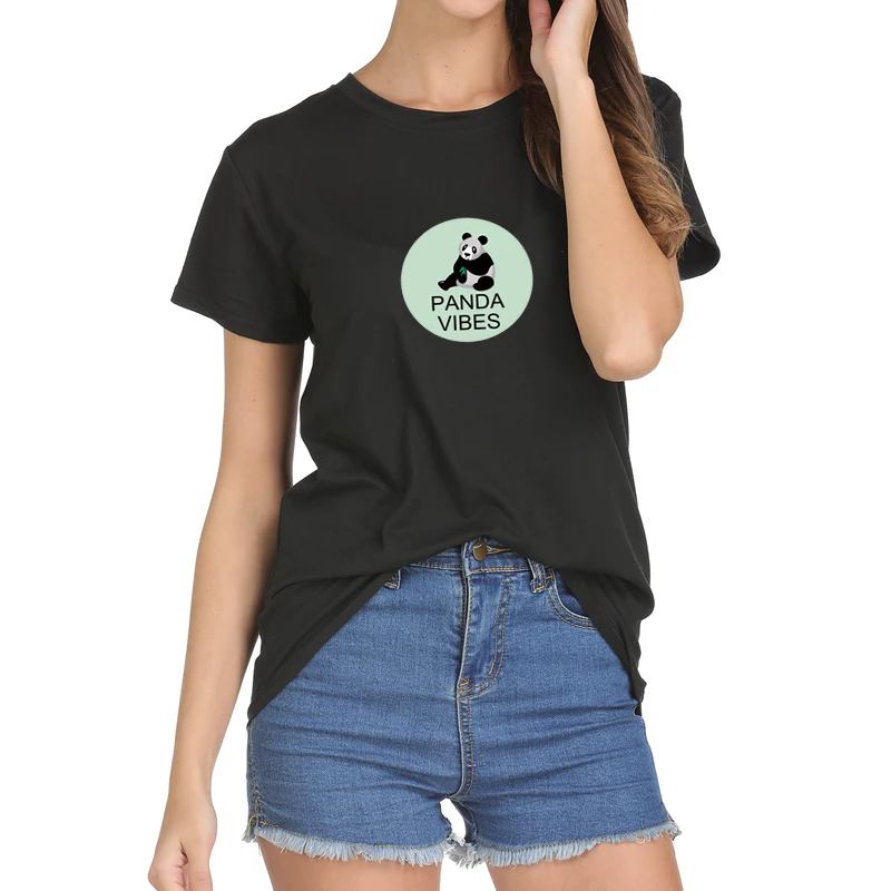 Летняя футболка женская футболка с коротким рукавом s o-образный вырез Топы Kawaii уличная мода Панда мультфильм печатная Футболка в стиле хип-хоп