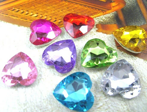 Free shipping~! 100pcs/Bag 25mm Heart Shape Point Back Round Acrylic rhinestones 3D Nail Art / Jewelry Garment Rhinestone | Дом и сад