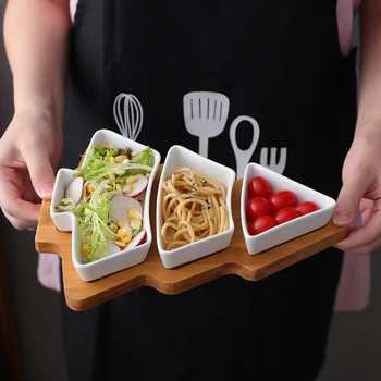 

Food plates dinnerware christmas tree ceramic plate bamboo wood pad popular kitchen accessories snack tray