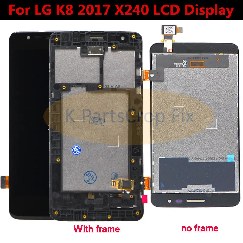 

Original LCD For LG K8 2017 X240 LCD Display Touch Screen Digitizer with Bezel Frame Full Assembly Black White Free shipping