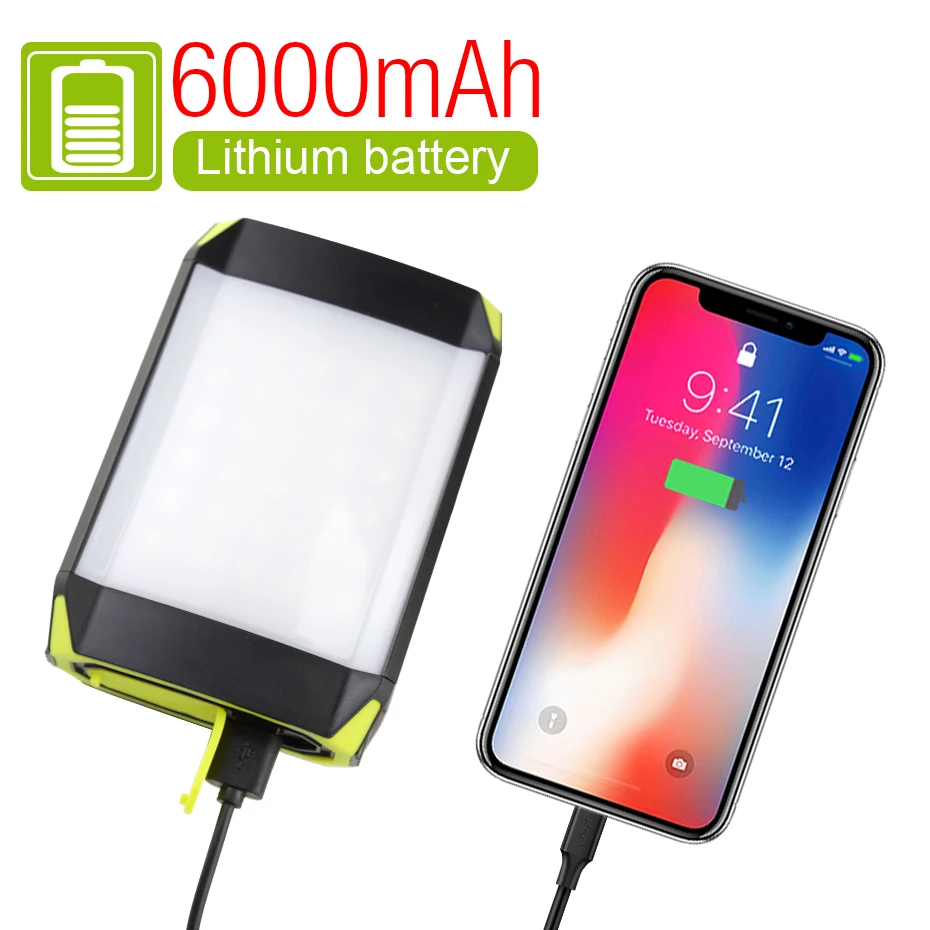 

5 Modes Camping Tent Light USB Charging Rechargeable Hanging Lamp 15W Portable Lantern Light Built-in 6000mAh Mobile Power Bank