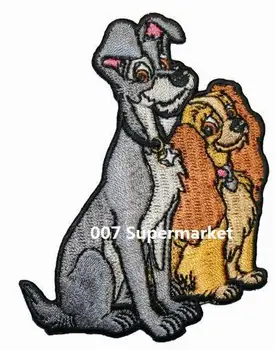 

Lady & The Tramp Dogs Animal Cartoon Kids T shirt Sweet applique Embroidered sew on/ iron on patch Fashion TV Free Shipping