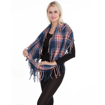 

Winter Scarf 2019 Europe And America Hundred Match Tassel Super Large Collar Shawl Classic Plaid Striped Multi-Function Scarves