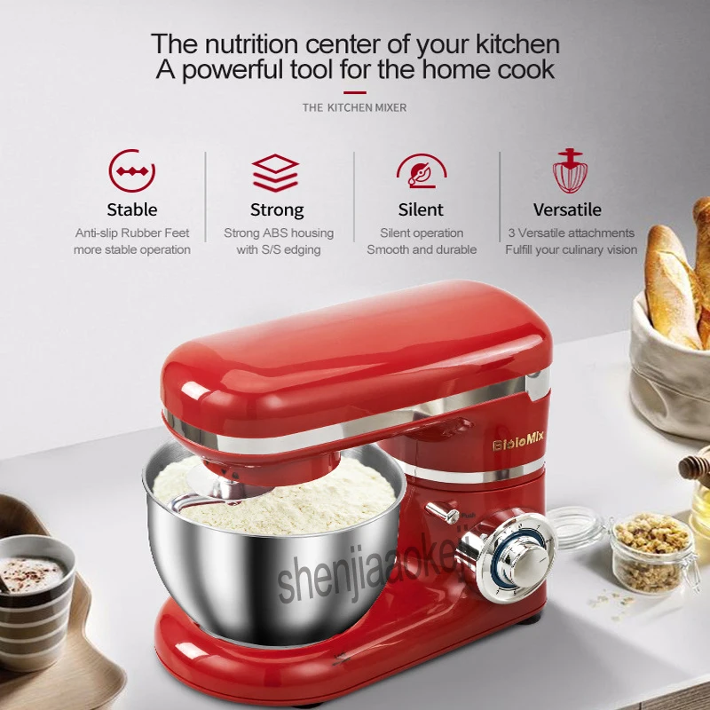 Stainless Steel 6-speed Household Electric Food Stand Mixer Egg Whisk Dough Cream Blender Kitchen Appliance 4L 1200W  220-240v