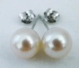 

free shipping>>>>noble jewelry Round South Sea Cultured Pearl 10mm 14K White Gold Stud Earrings AAA Grading