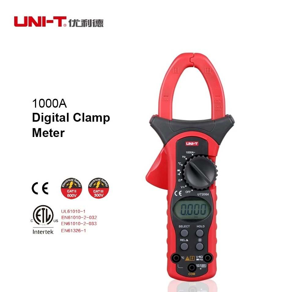 

High Accuracy Uni-t UT205A LCD Digital Clamp meter Multimeters DC AC Volt Ampere Ohm Hz Auto Range Tester