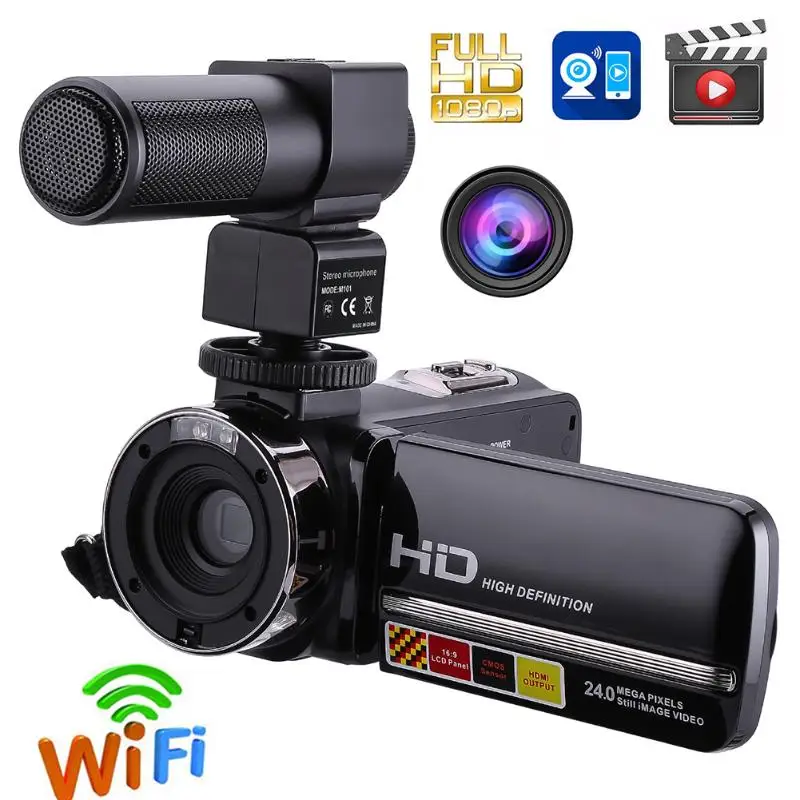 Камера с сенсорным ЖК-экраном 1080 дюйма, удобная видеокамера P 24MP, цифровая камера с зумом и пультом дистанционного управления, Инфракрасная видеокамера ночного видения