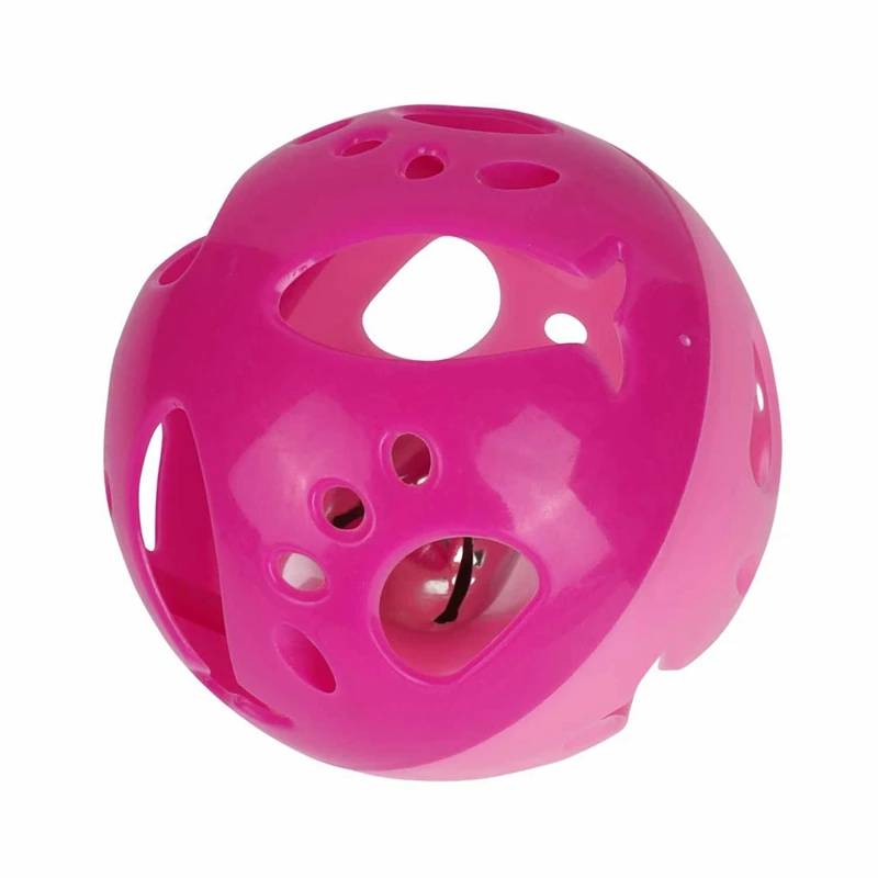 Pets Colored Plastic Dog Cat Playing Attractive Toy Tinkle Bell Ball Durable Non Toxic Interactive Funny Pet Product - Цвет: Розовый
