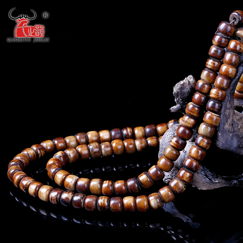 

10PCS Pure natural camel bone Tibetan bucket bead old material made old manual high throw. Hole 1.5mm