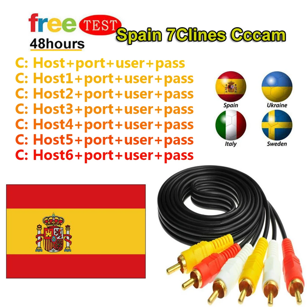 

Europe HD cable CCCams for Satellite tv Receiver 4/6lines WIFI FULL HD DVB-S2 Support poland Spain line ccam Server tv receiver